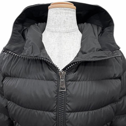 Bvlgari Moncler Tetra Logo Patch Hooded Leather Trim Down Jacket Black — view 4
