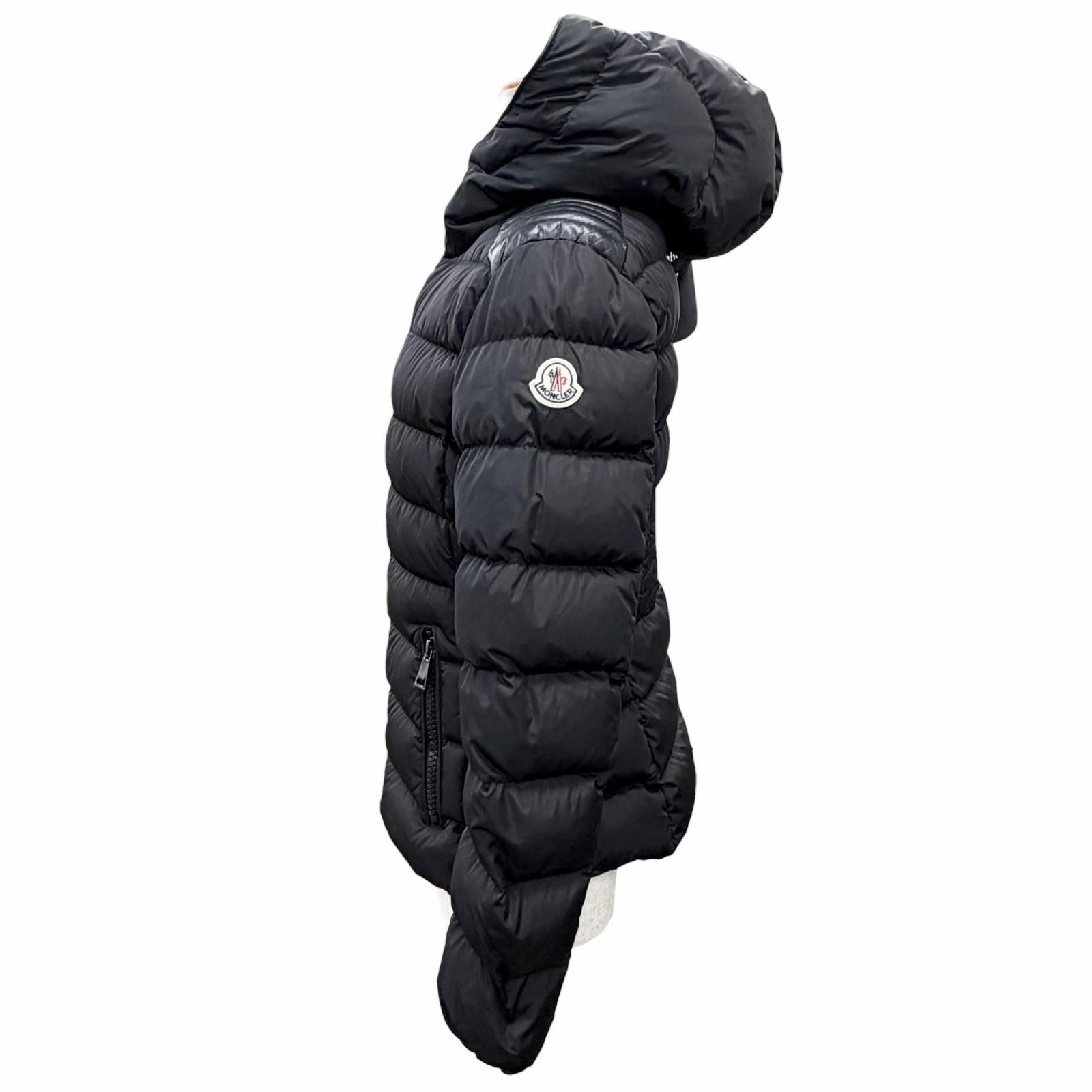 Bvlgari Moncler Tetra Logo Patch Hooded Leather Trim Down Jacket Black — view 2