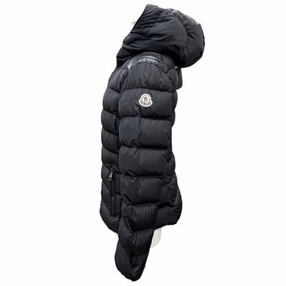 Bvlgari Moncler Tetra Logo Patch Hooded Leather Trim Down Jacket Black — view 2