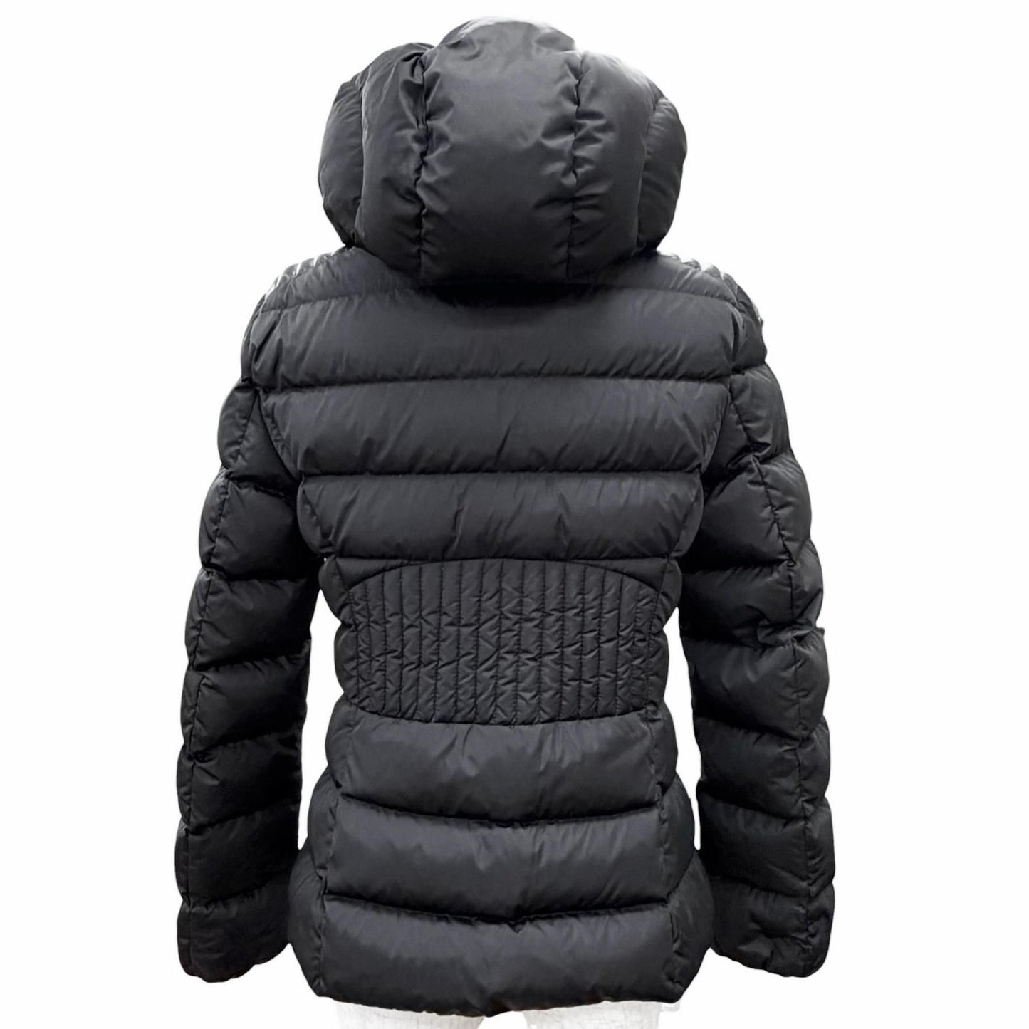 Bvlgari Moncler Tetra Logo Patch Hooded Leather Trim Down Jacket Black — view 3