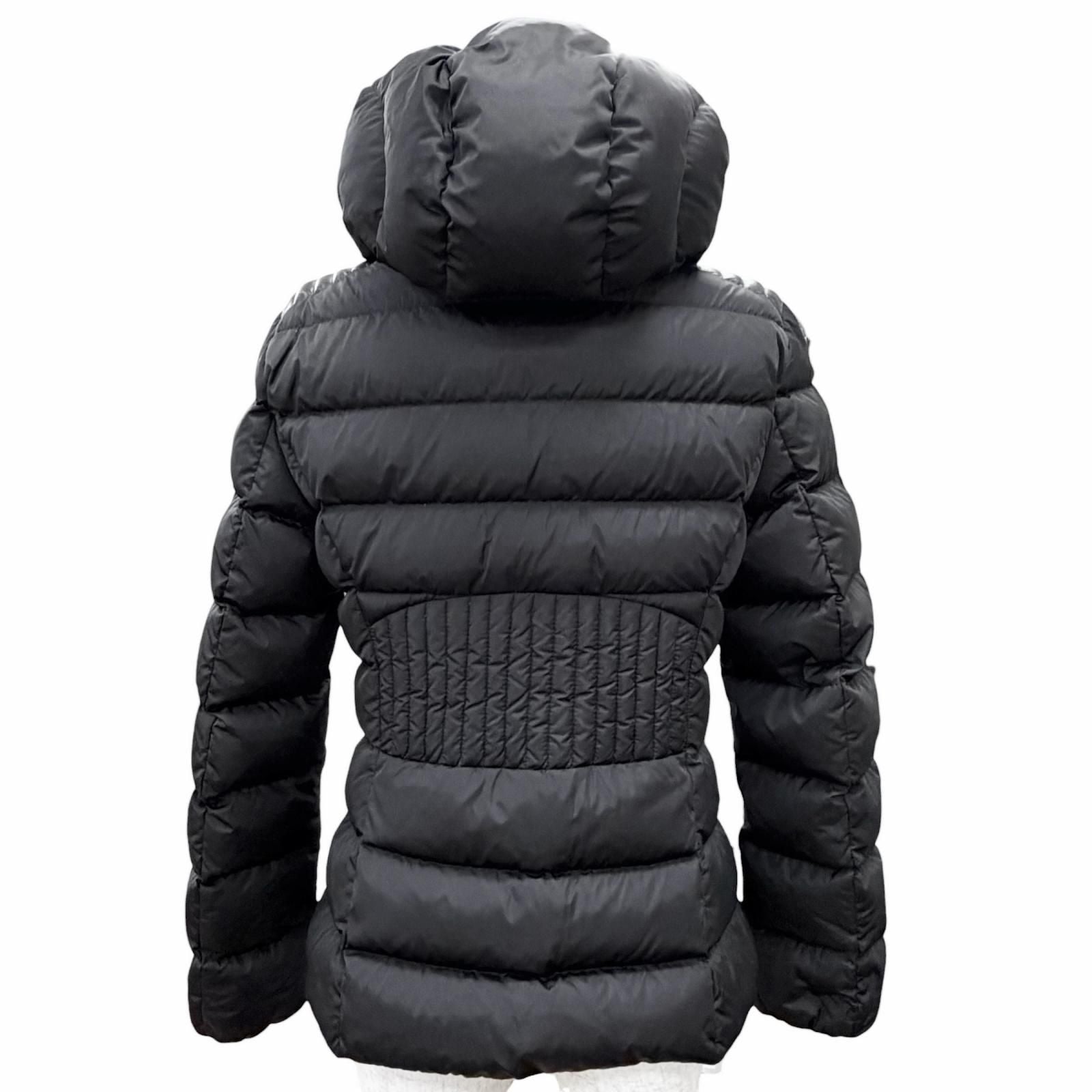 Bvlgari Moncler Tetra Logo Patch Hooded Leather Trim Down Jacket Black — view 3