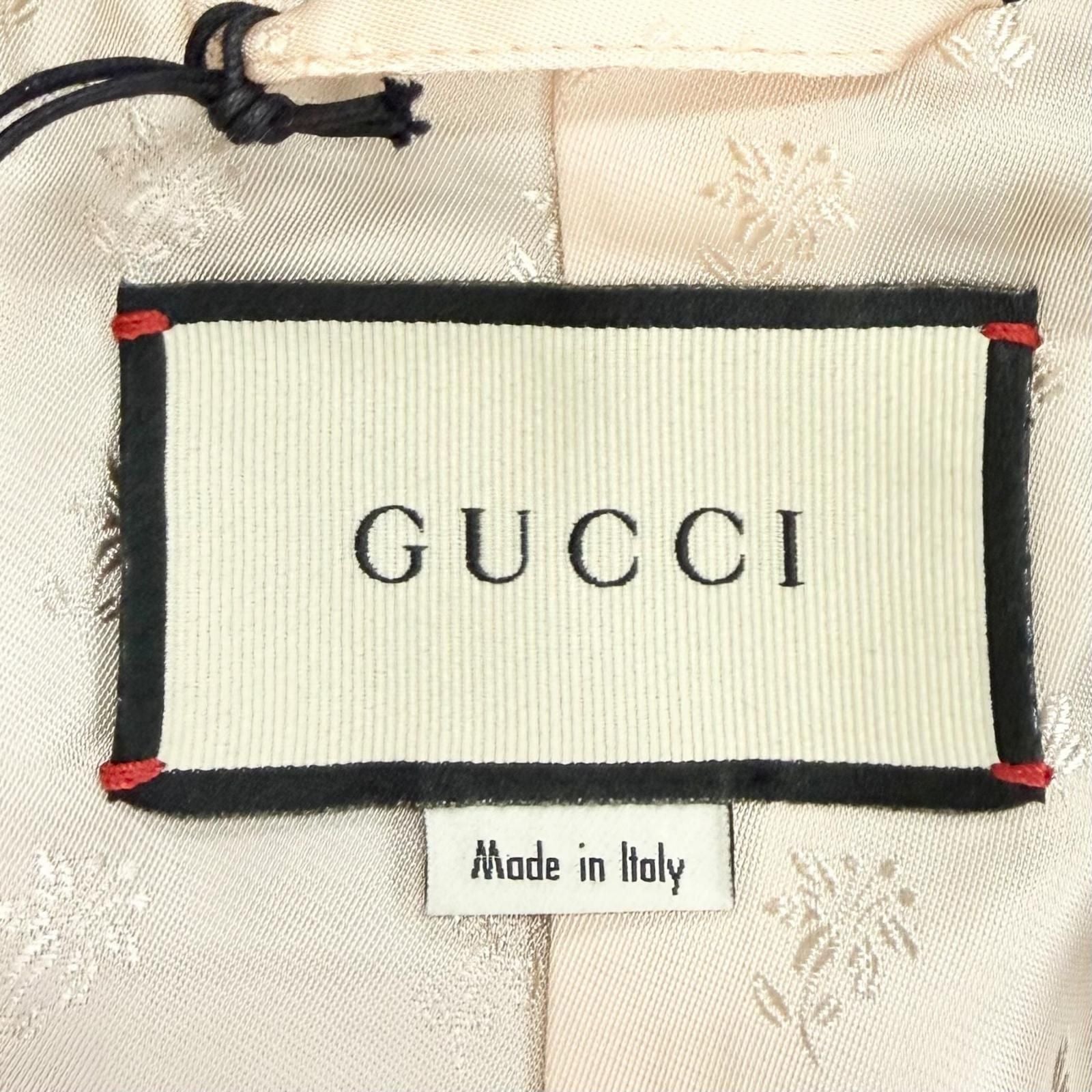 Gucci Wool Check Pattern Peak Lapel Double Button Jacket Navy Ivory 40 Recommend — view 7
