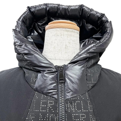 Moncler Grandval Letter Ring Logo All Over Pattern Patch Hooded Down Jacket — view 4