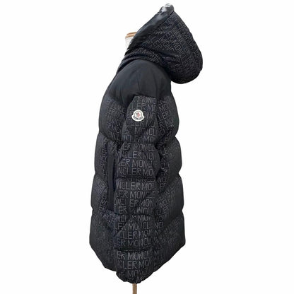 Moncler Grandval Letter Ring Logo All Over Pattern Patch Hooded Down Jacket