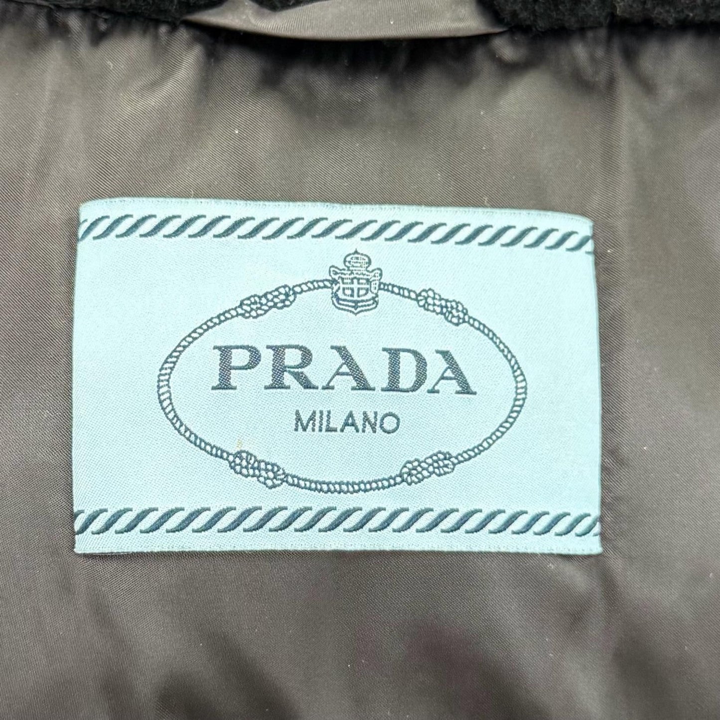 Prada Logo Buckle Belt Lambfa Use Zip Up Coat Black 38 — view 8