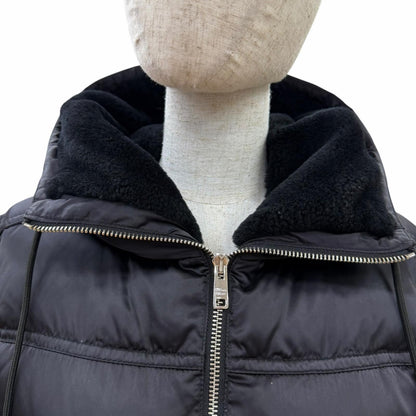 Prada Logo Buckle Belt Lambfa Use Zip Up Coat Black 38 — view 4