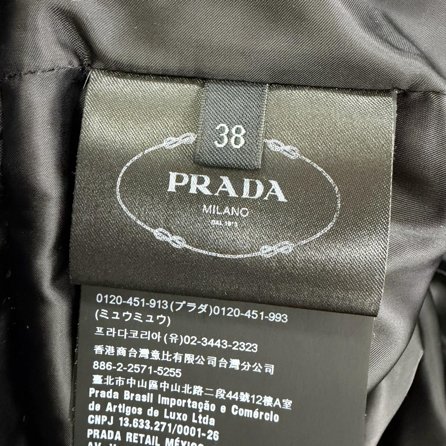 Prada Logo Buckle Belt Lambfa Use Zip Up Coat Black 38 — view 9