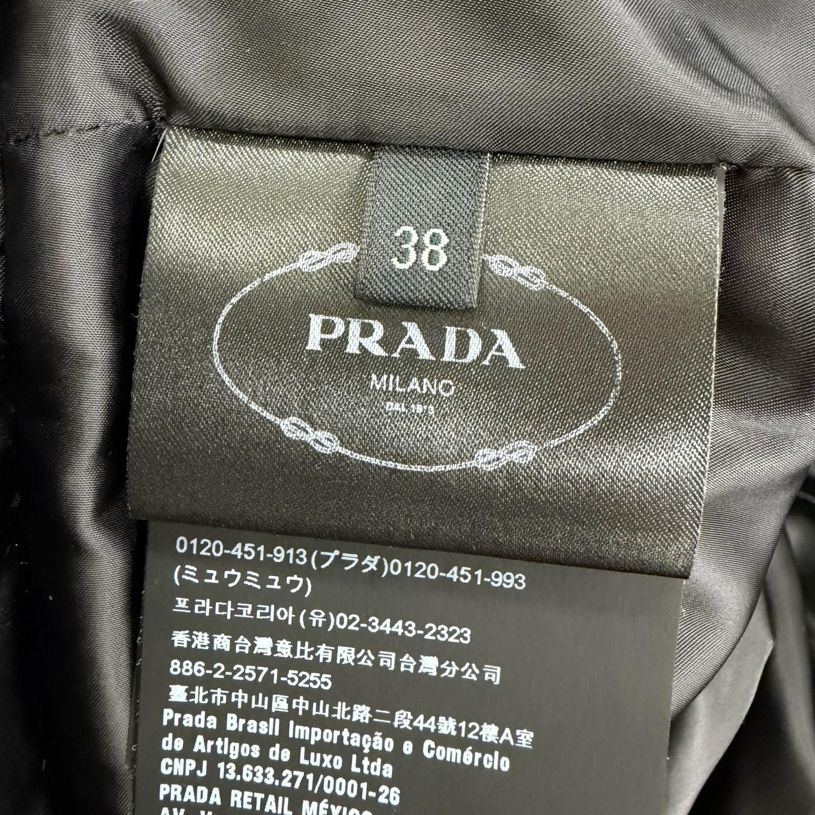 Prada Logo Buckle Belt Lambfa Use Zip Up Coat Black 38 — view 9