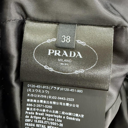 Prada Logo Buckle Belt Lambfa Use Zip Up Coat Black 38 — view 9