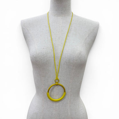 Hermes Loup Grand Necklace Leather Pendant Yellow — view 4