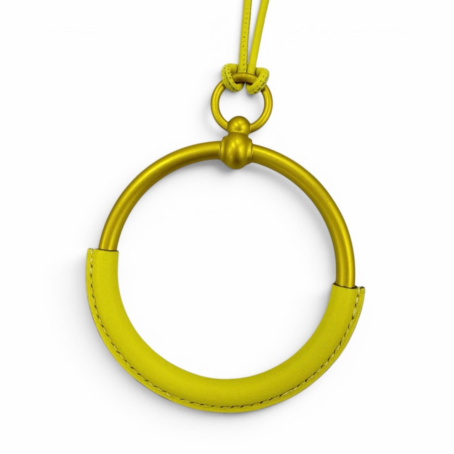 Hermes Loup Grand Necklace Leather Pendant Yellow