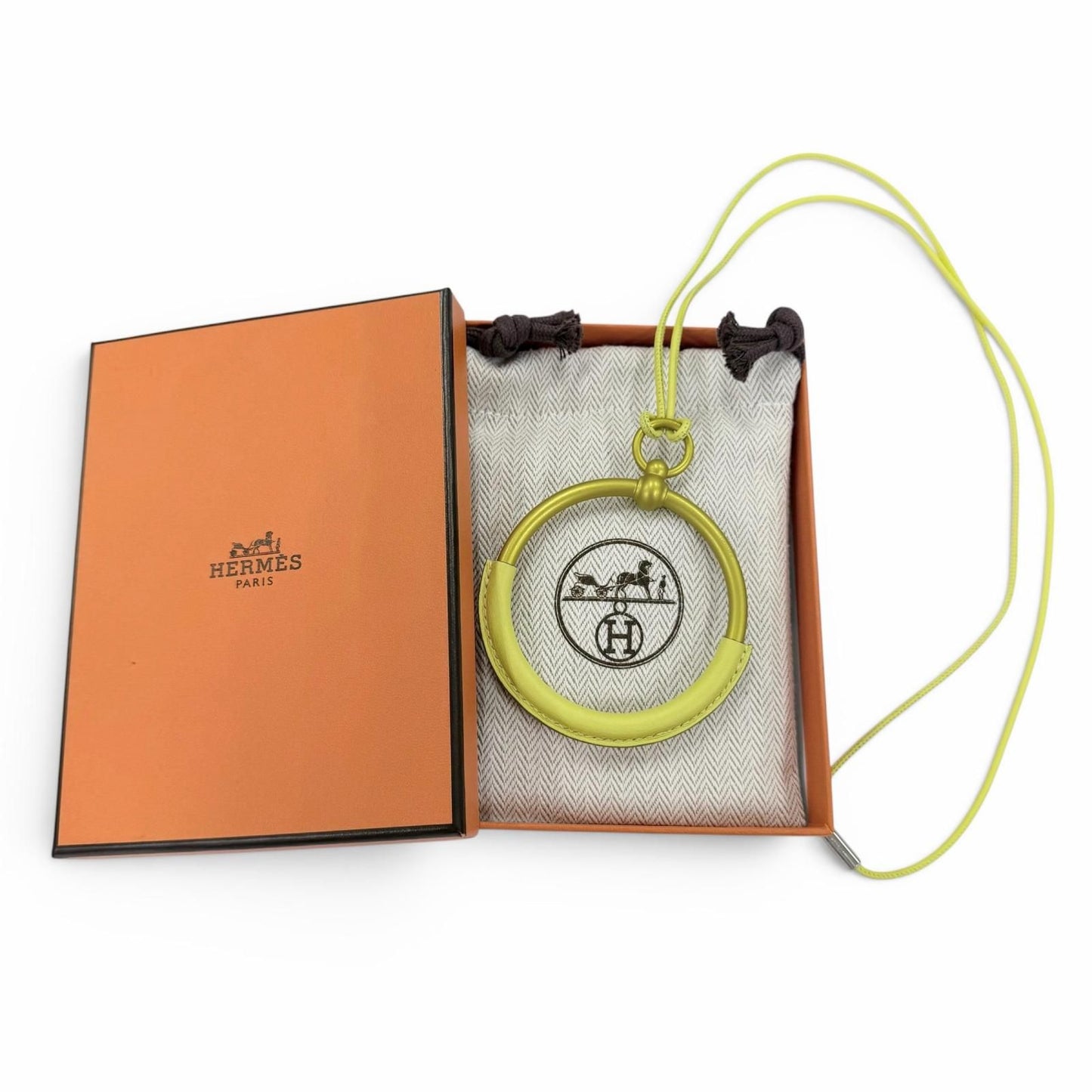 Hermes Loup Grand Necklace Leather Pendant Yellow — view 2