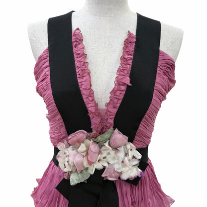 Gucci Silk 100% Rosie Huntington White Lee Ringo Shiina with Brooch Dress Pink — view 3