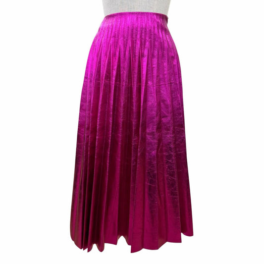 Gucci Lambskin Long Length Pleated Skirt Metallic Pink 36 Hanger