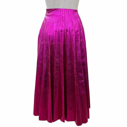 Gucci Lambskin Long Length Pleated Skirt Metallic Pink 36 Hanger — view 4