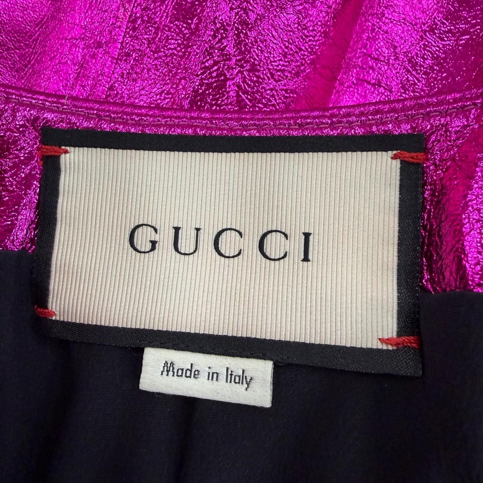 Gucci Lambskin Long Length Pleated Skirt Metallic Pink 36 Hanger — view 6