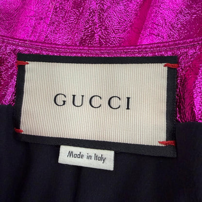 Gucci Lambskin Long Length Pleated Skirt Metallic Pink 36 Hanger — view 6