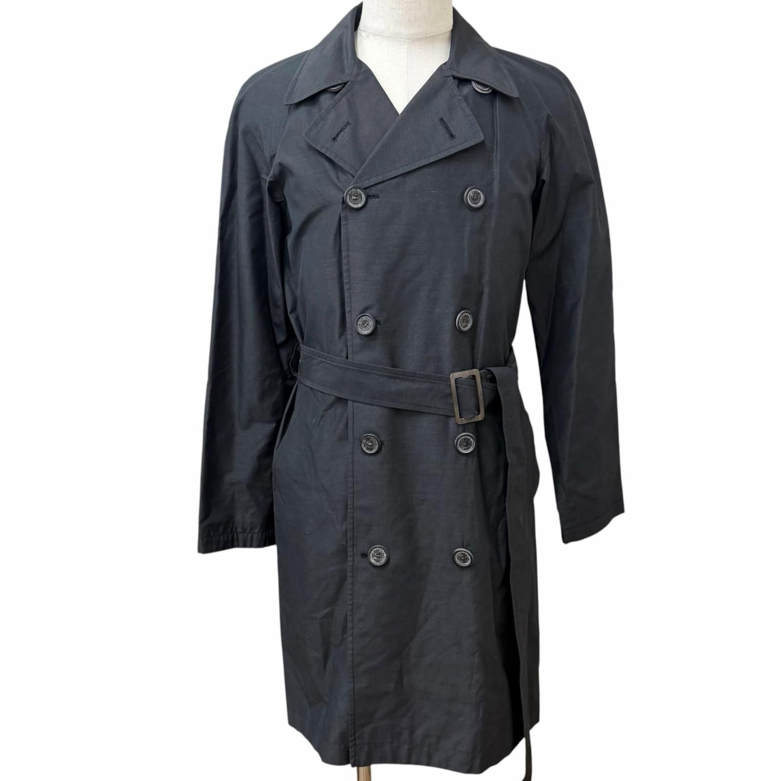 Saint Laurent Vintage Silk Blend First Era Rive Gauche Trench Coat Charcoal
