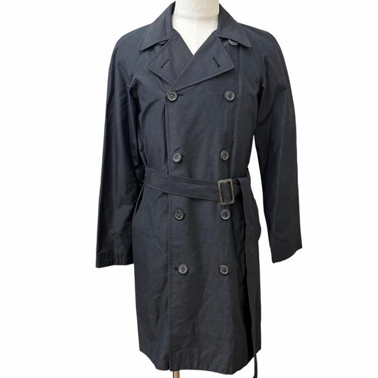 Saint Laurent Vintage Silk Blend First Era Rive Gauche Trench Coat Charcoal
