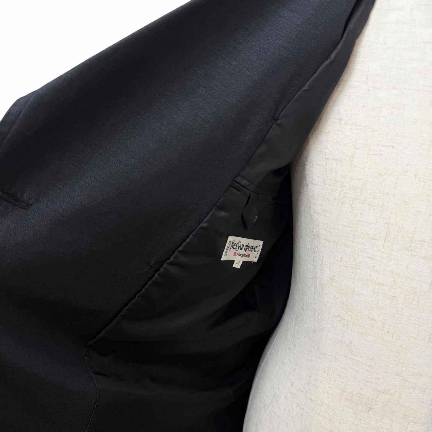 Saint Laurent Vintage Silk Blend First Era Rive Gauche Trench Coat Charcoal — view 3