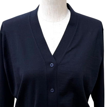Prada 100% Virgin Wool Neck Long Sleeve Knit Cardigan Navy 36 — view 4