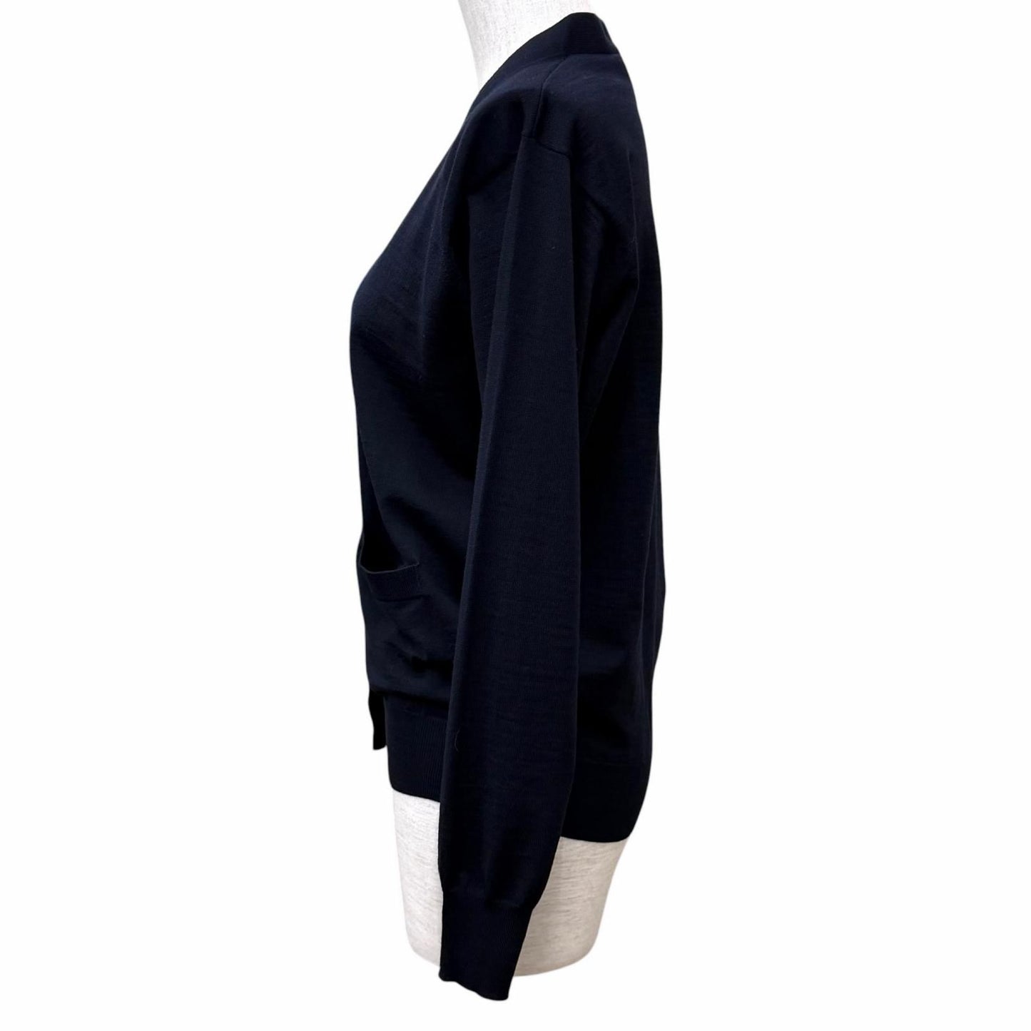 Prada 100% Virgin Wool Neck Long Sleeve Knit Cardigan Navy 36 — view 2