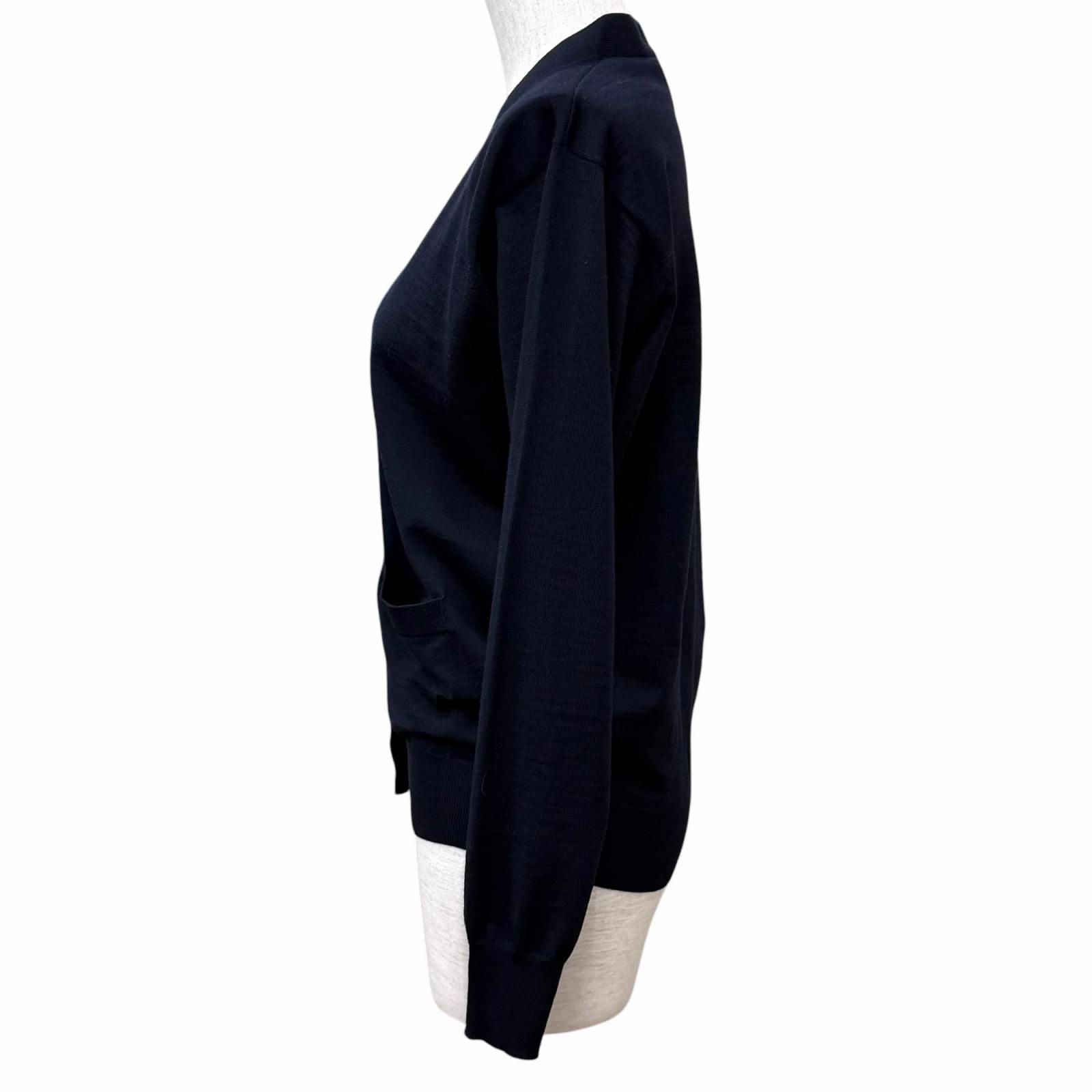 Prada 100% Virgin Wool Neck Long Sleeve Knit Cardigan Navy 36 — view 2