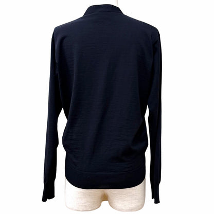 Prada 100% Virgin Wool Neck Long Sleeve Knit Cardigan Navy 36 — view 3