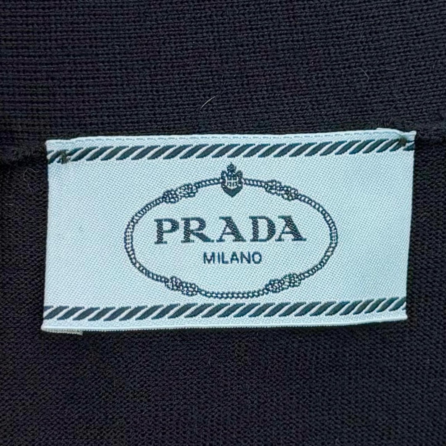 Prada 100% Virgin Wool Neck Long Sleeve Knit Cardigan Navy 36 — view 5