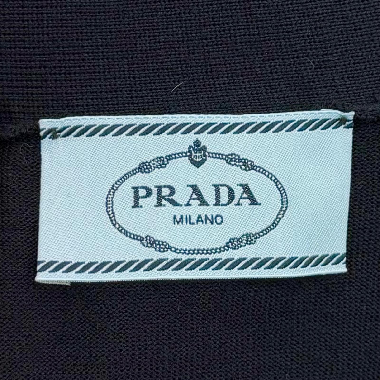 Prada 100% Virgin Wool Neck Long Sleeve Knit Cardigan Navy 36 — view 5