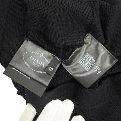 Prada 100% Virgin Wool Neck Long Sleeve Knit Cardigan Black 40 — view 6