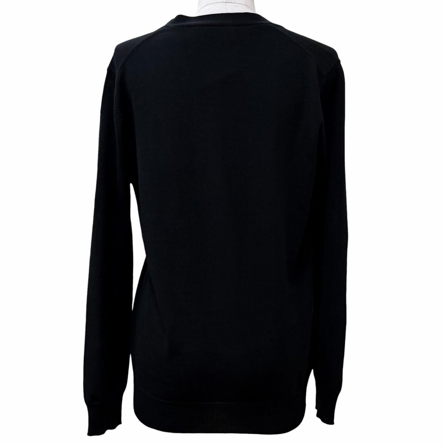 Prada 100% Virgin Wool Neck Long Sleeve Knit Cardigan Black 40 — view 3