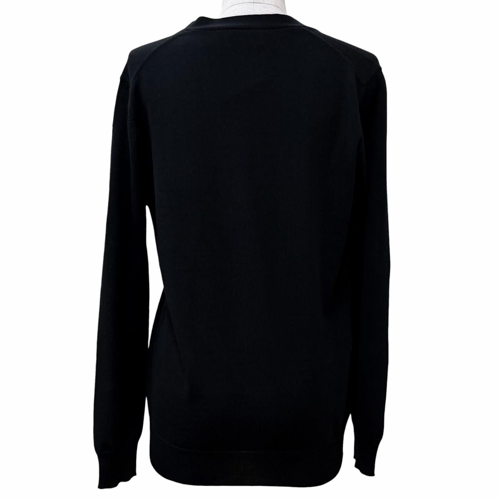 Prada 100% Virgin Wool Neck Long Sleeve Knit Cardigan Black 40 — view 3