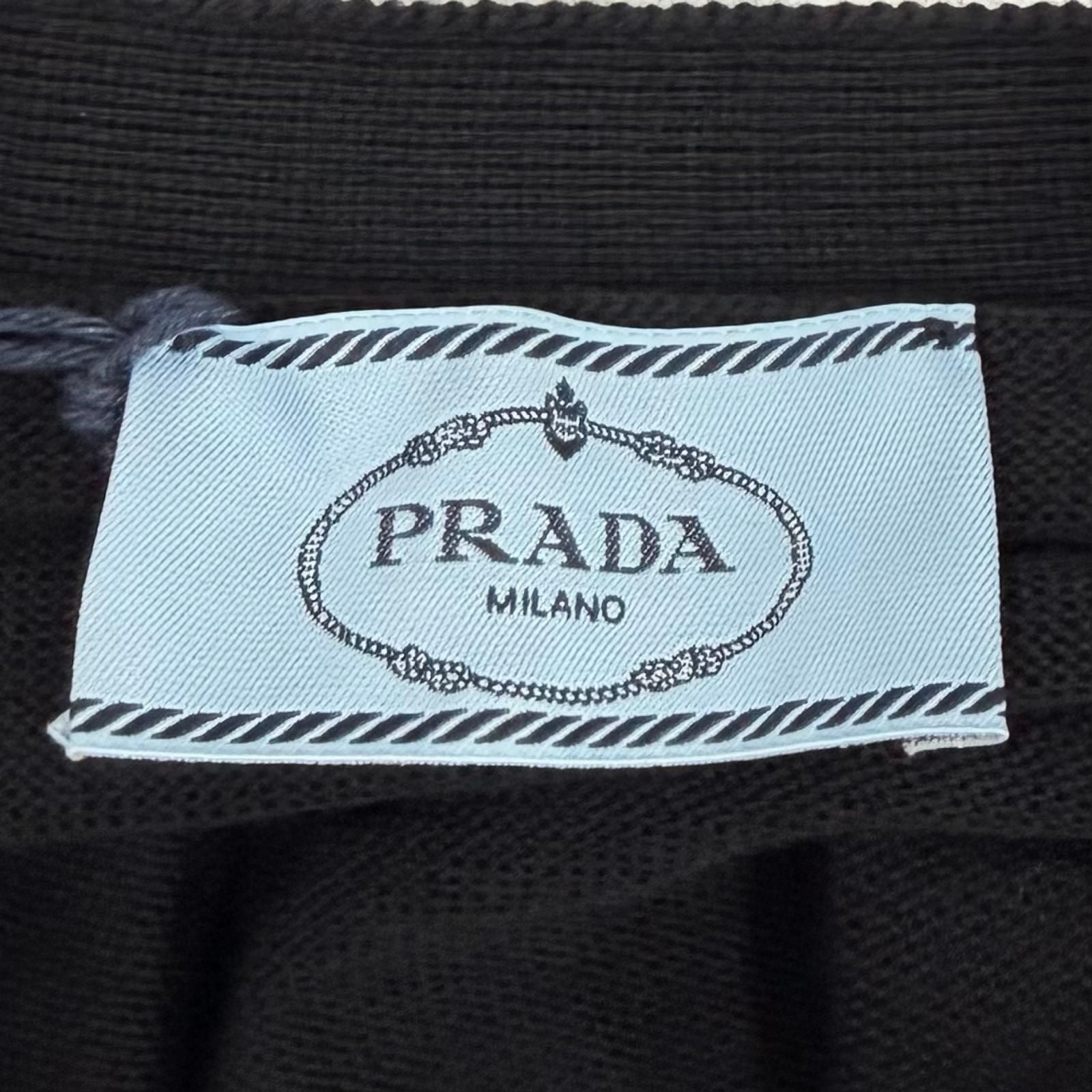 Prada 100% Virgin Wool Neck Long Sleeve Knit Cardigan Black 40 — view 5