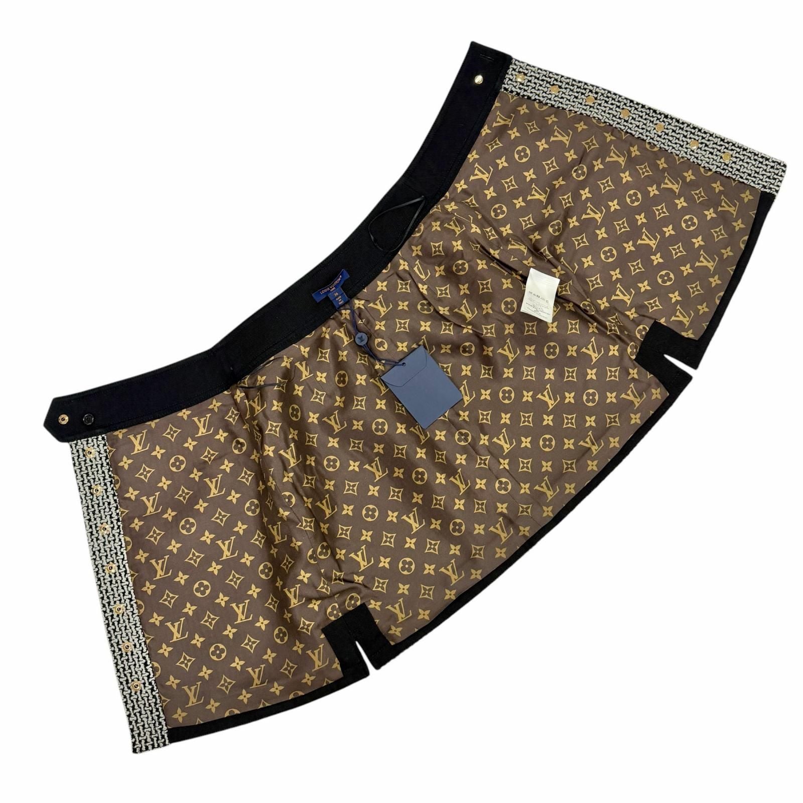 Louis Vuitton Wool Polyester Trim Lining Monogram Skirt Black White 36 — view 4