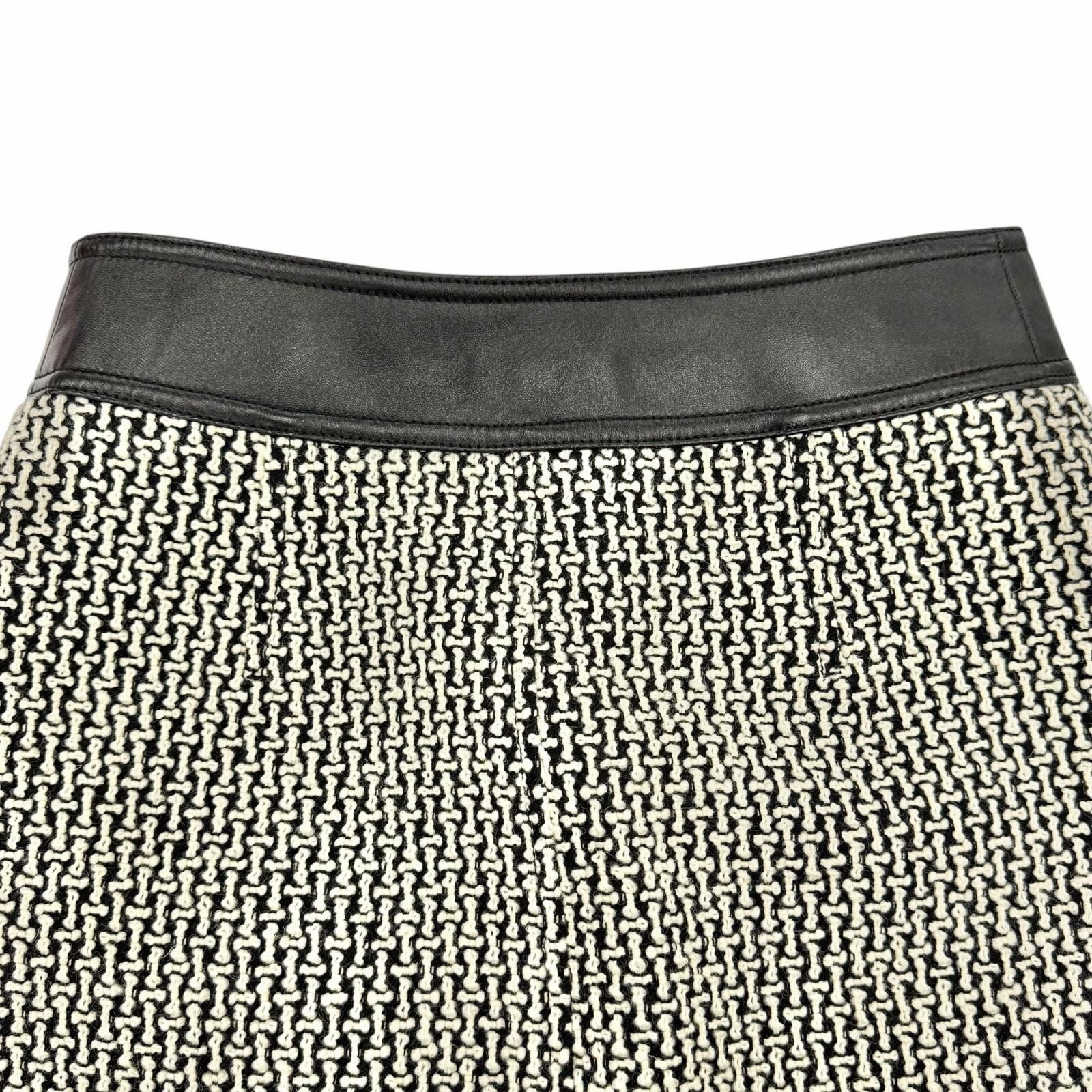 Louis Vuitton Wool Polyester Trim Lining Monogram Skirt Black White 36 — view 6
