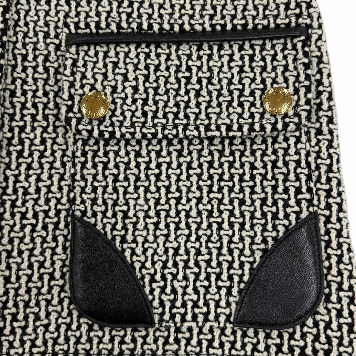 Louis Vuitton Wool Polyester Trim Lining Monogram Skirt Black White 36 — view 7