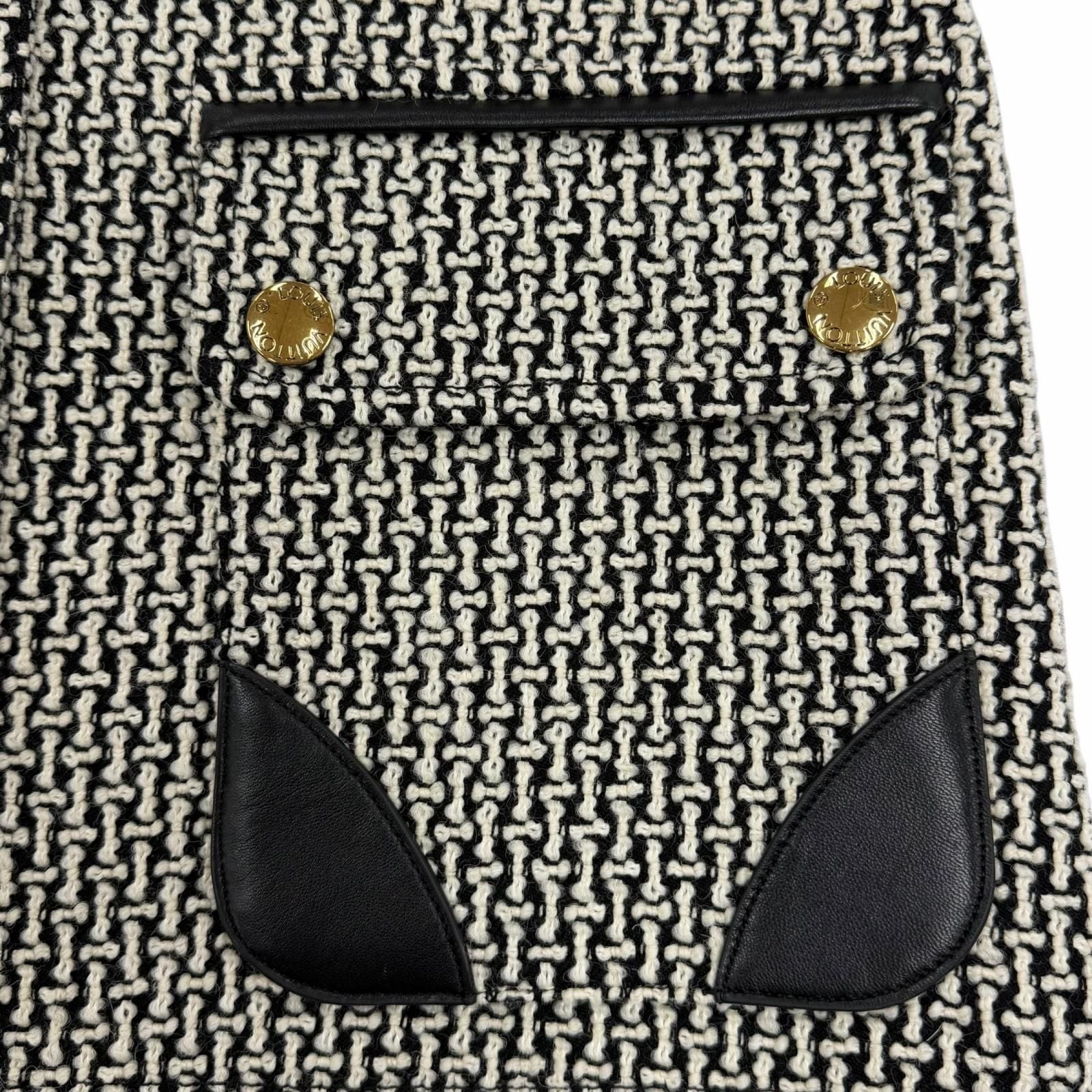 Louis Vuitton Wool Polyester Trim Lining Monogram Skirt Black White 36 — view 7