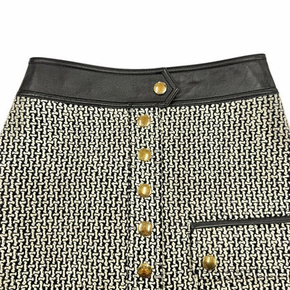 Louis Vuitton Wool Polyester Trim Lining Monogram Skirt Black White 36 — view 5