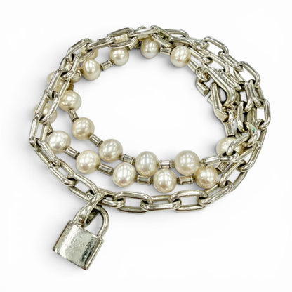 Tiffany & Co Pearl Lock Necklace Bracelet 2-Way Silver