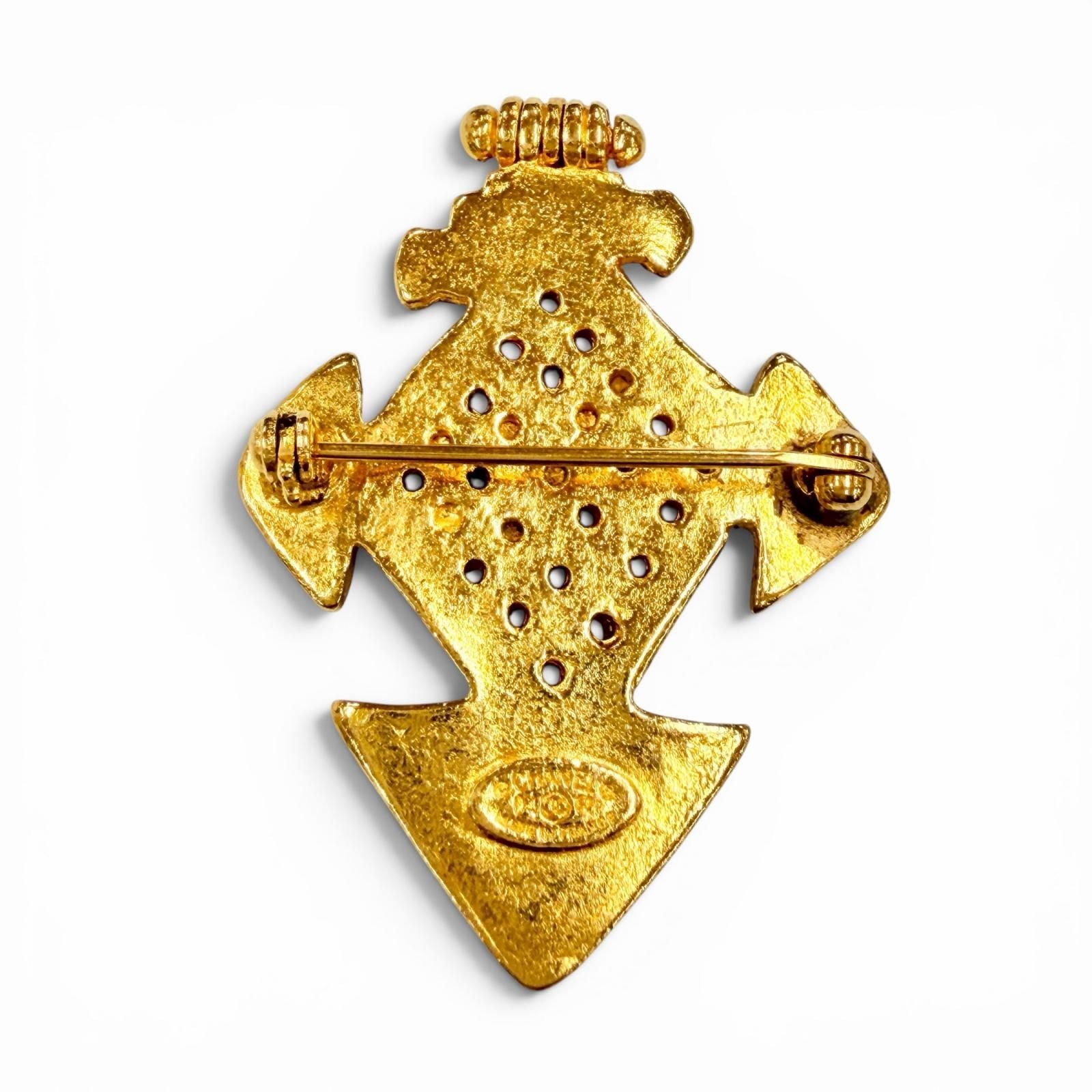 Chanel Vintage CC Logo Large Antique Brooch Gold — view 2