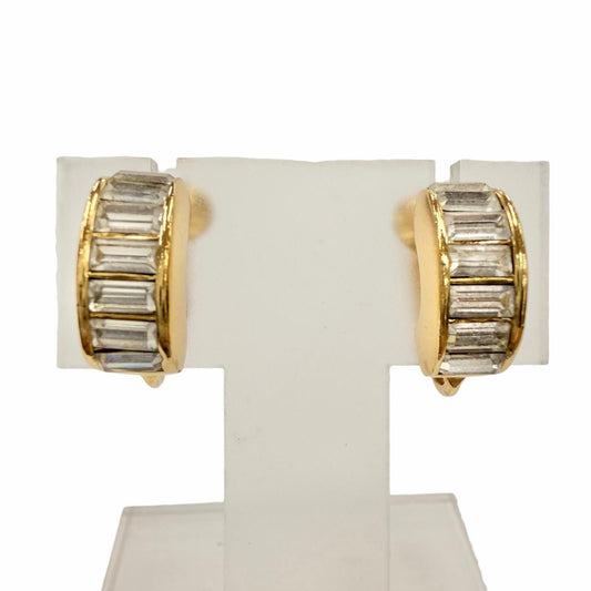 Dior Vintage Baguette Cla Star Hagi Earrings Gold Clear