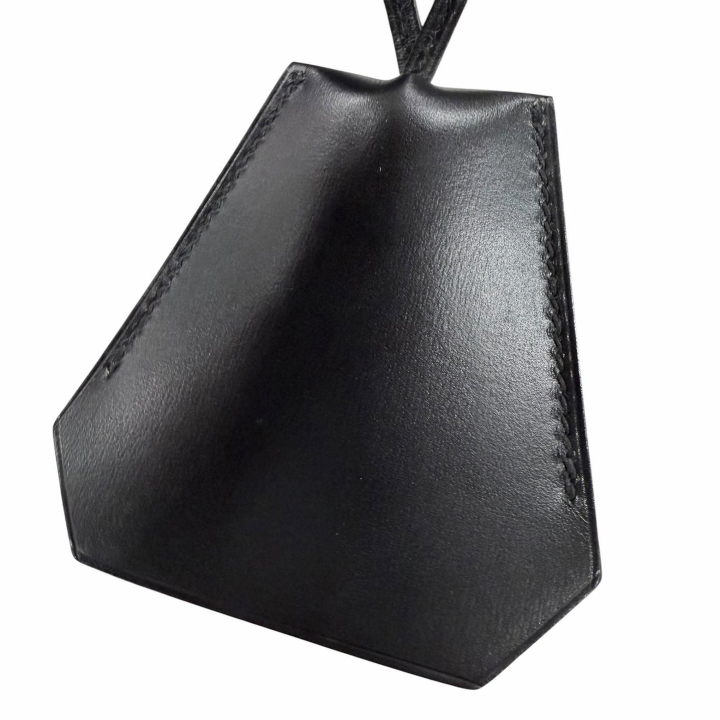 Hermes Vintage Leather Silver Martin Margiela Era Clochette Necklace Black — view 4