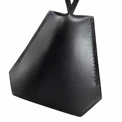 Hermes Vintage Leather Silver Martin Margiela Era Clochette Necklace Black — view 4