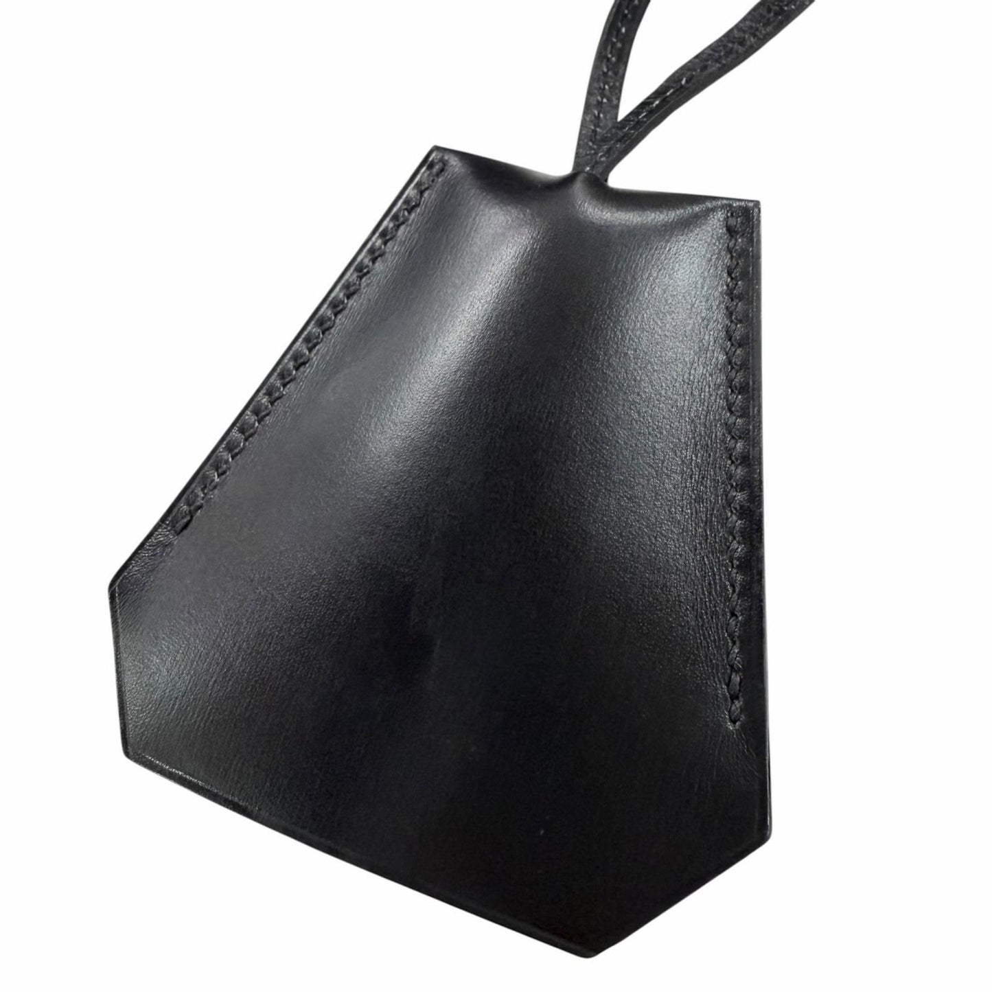 Hermes Vintage Leather Silver Martin Margiela Era Clochette Necklace Black