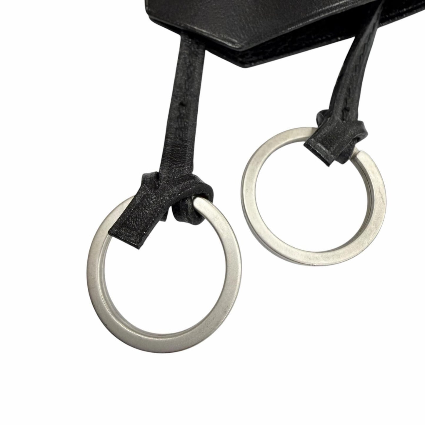 Hermes Vintage Leather Silver Martin Margiela Era Clochette Necklace Black — view 5
