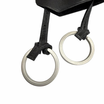 Hermes Vintage Leather Silver Martin Margiela Era Clochette Necklace Black — view 5