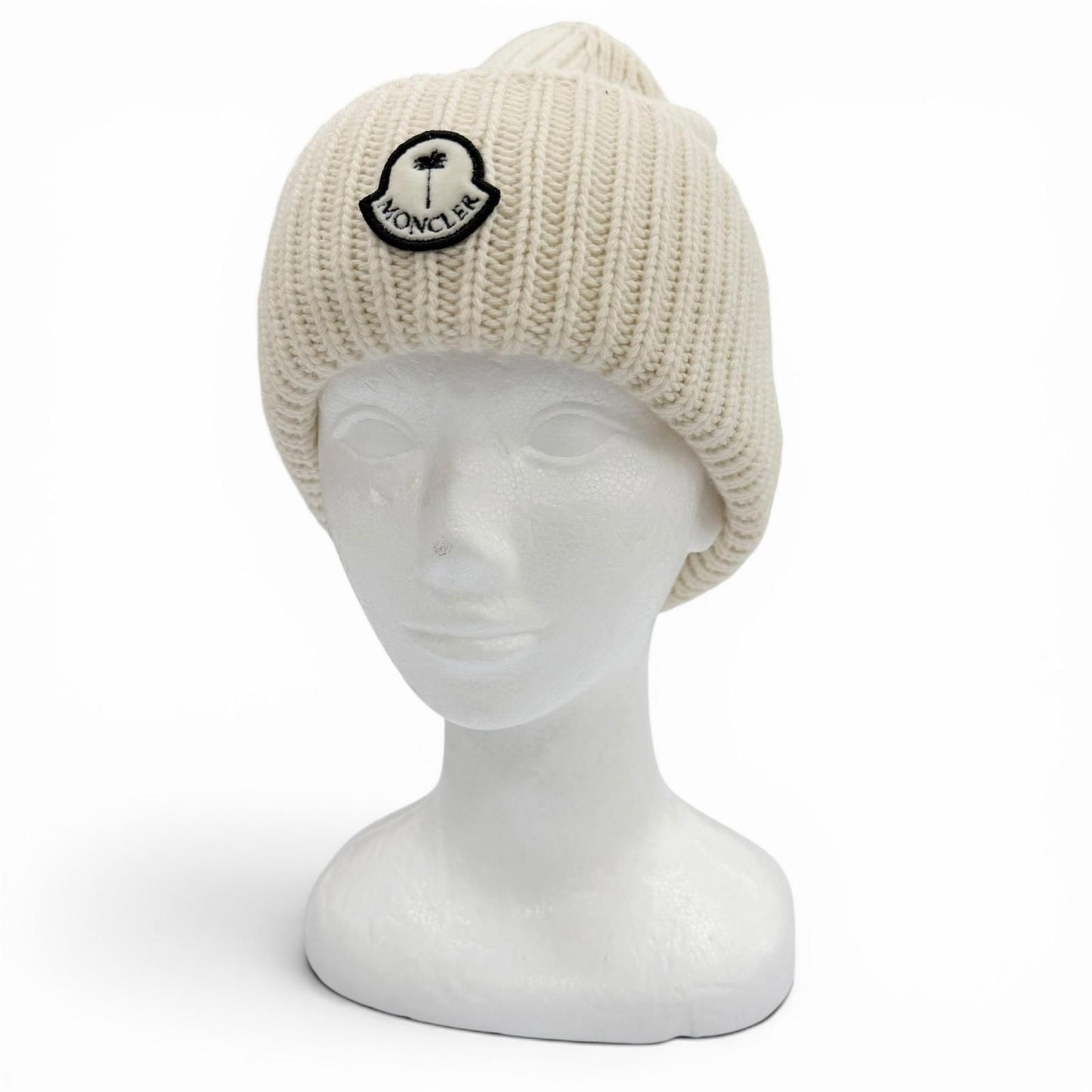 Bvlgari Moncler Genius 8 Palm Angels 8 Wool Hat with Patch Knit Cap Ivory — view 2