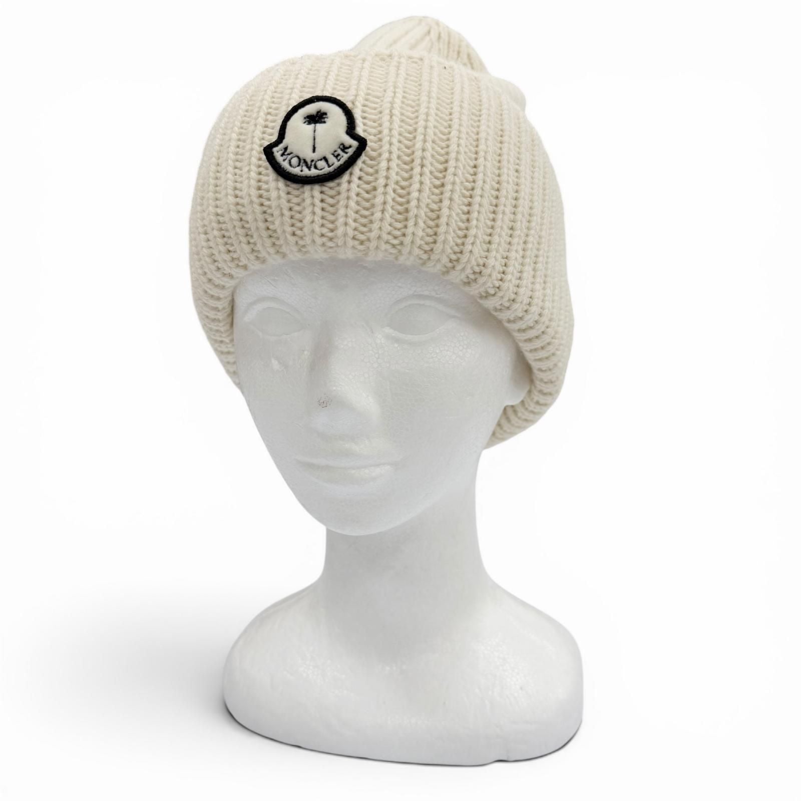 Bvlgari Moncler Genius 8 Palm Angels 8 Wool Hat with Patch Knit Cap Ivory — view 2