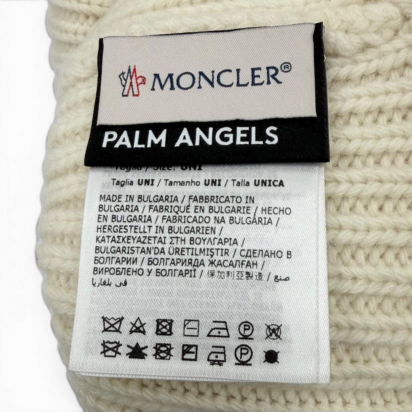 Bvlgari Moncler Genius 8 Palm Angels 8 Wool Hat with Patch Knit Cap Ivory — view 8